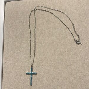 Blue Cross Pendant Necklace